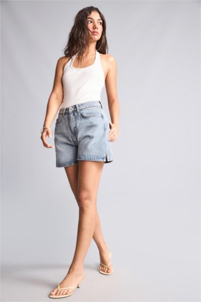 Mom Fit Denim Şort