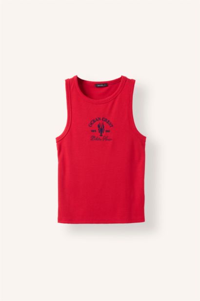 Slim Fit Animal Camisole Crew Neck Tank Top