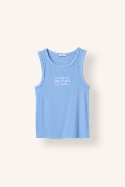 Slim Fit Embroidered Camisole Crew Neck Tank Top