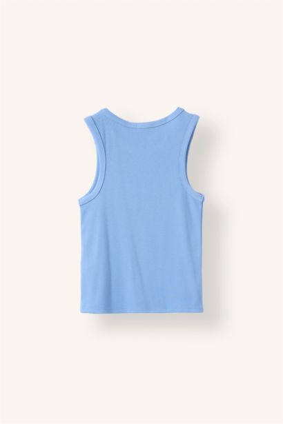 Slim Fit Embroidered Camisole Crew Neck Tank Top