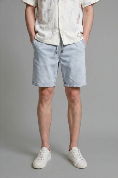 Regular Fit Elastic Waist Denim Shorts