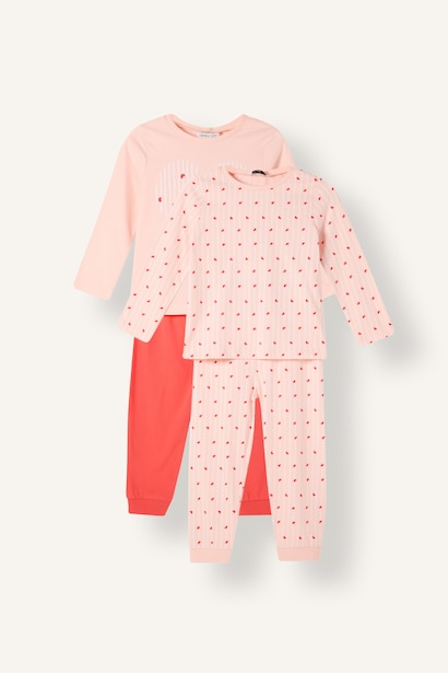 Kalp Desenli 4'lü Pijama Takımı Kız Bebek