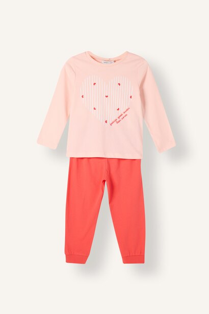Kalp Desenli 4'lü Pijama Takımı Kız Bebek