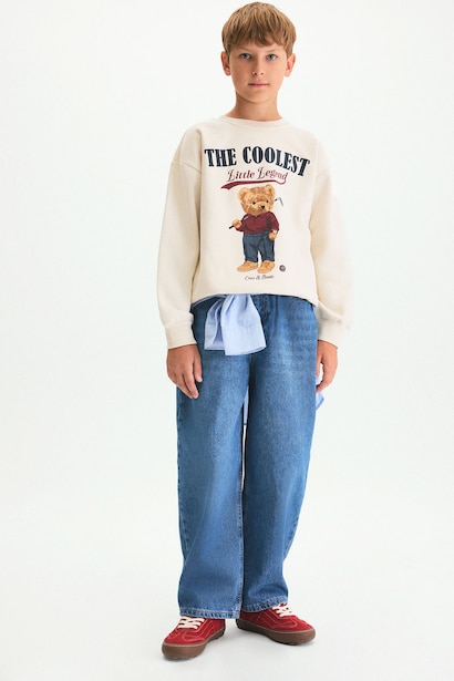 Oversize Ayıcıklı Sweatshirt Erkek Çocuk
