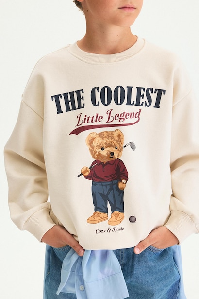 Oversize Ayıcıklı Sweatshirt Erkek Çocuk