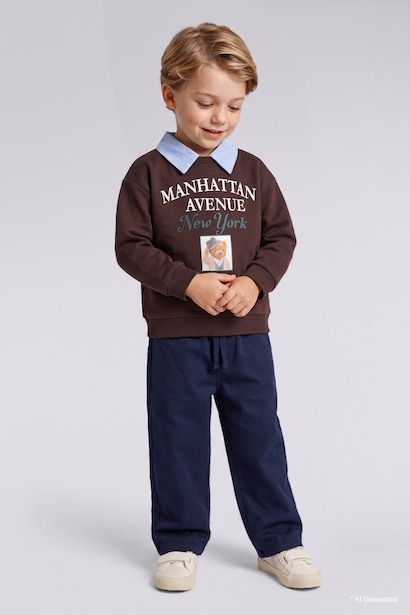 Man 2 piece Oversize Fit Shirt Collar Animal Set