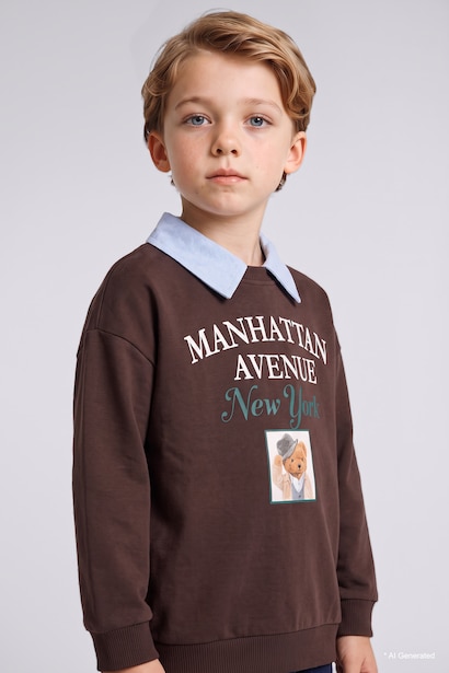 Man 2 piece Oversize Fit Shirt Collar Animal Set