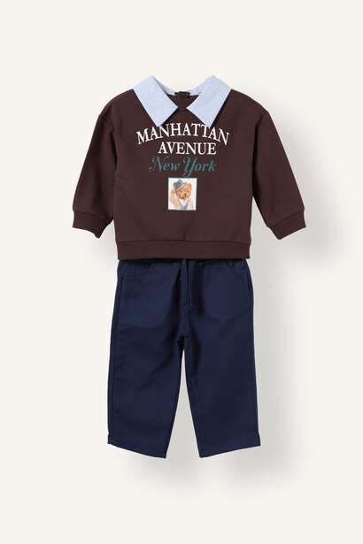 Man 2 piece Oversize Fit Shirt Collar Animal Set