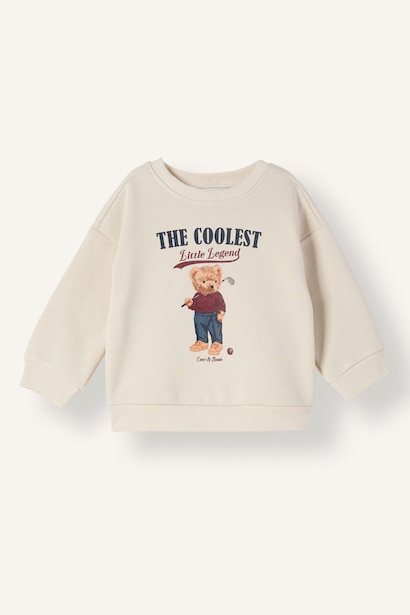 Oversize Ayıcık Baskılı Sweatshirt Erkek Bebek