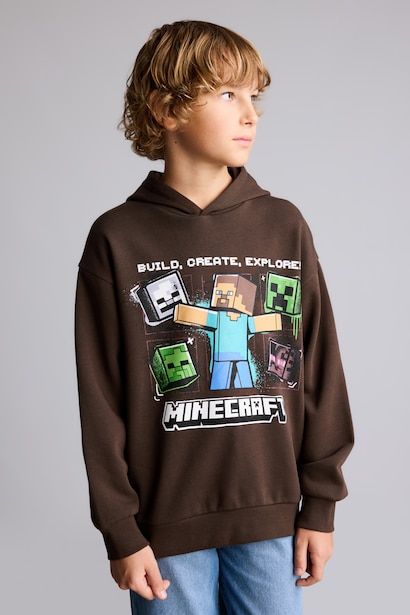 Regular Fit Minecraft Licensed Hooded Sweatshirt