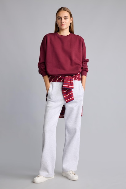 Elastic Waist Straight Fit Thick Fabric Sweatpants