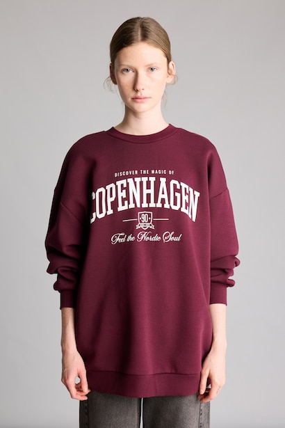 Oversize Baskılı Sweatshirt