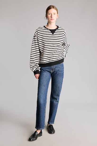 Relaxed Fit Çizgili Sweatshirt