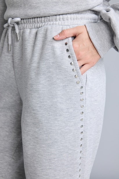 Straight Fit Thick Sweatshirt Fabric Trousers