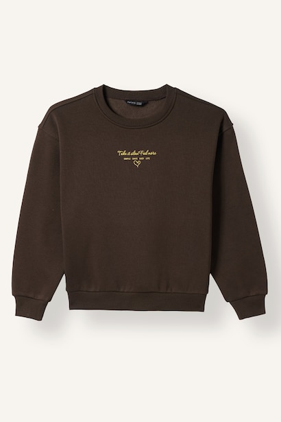 Relax Fit Slogan Crew Neck Sweatshirt