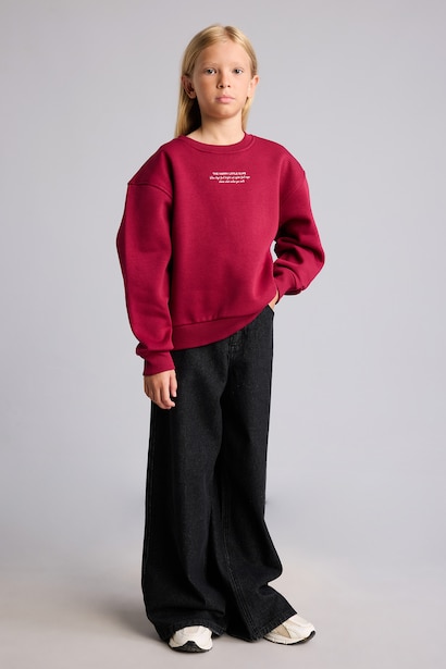 Relax Fit Slogan Crew Neck Sweatshirt