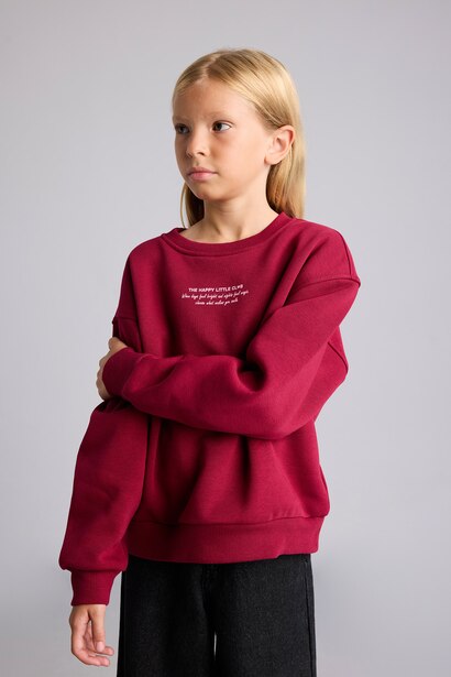 Relax Fit Slogan Crew Neck Sweatshirt