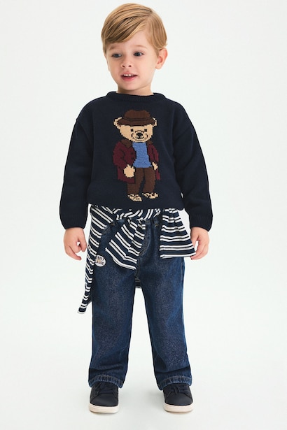 Baby Boy 100% Cotton Loose Fit Elastic Waist Jeans