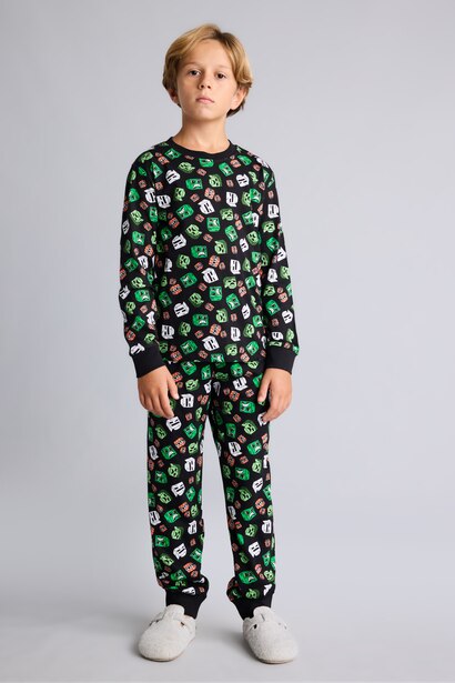 Man 2 piece Regular Fit Minecraft Licensed Elastic Band Knitted Pyjamas