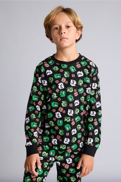 Man 2 piece Regular Fit Minecraft Licensed Elastic Band Knitted Pyjamas