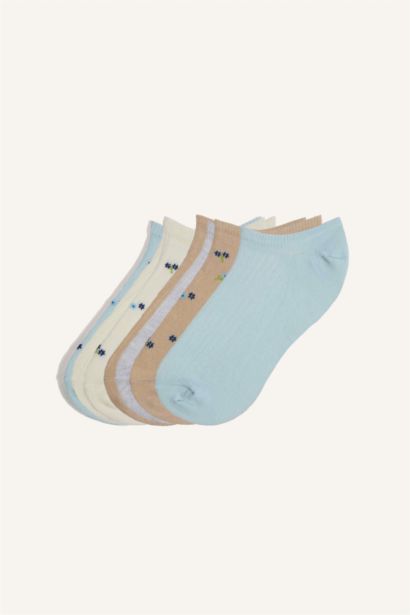 Woman Floral Invisible 7 Piece Cotton Sneaker Socks