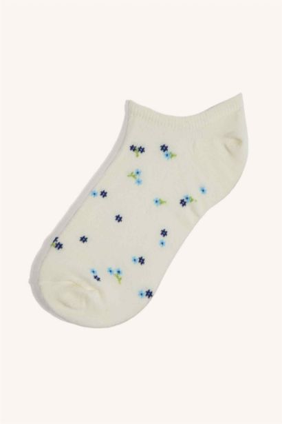 Woman Floral Invisible 7 Piece Cotton Sneaker Socks