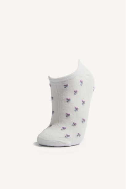 Woman Floral Invisible 5 Piece Cotton Sneaker Socks