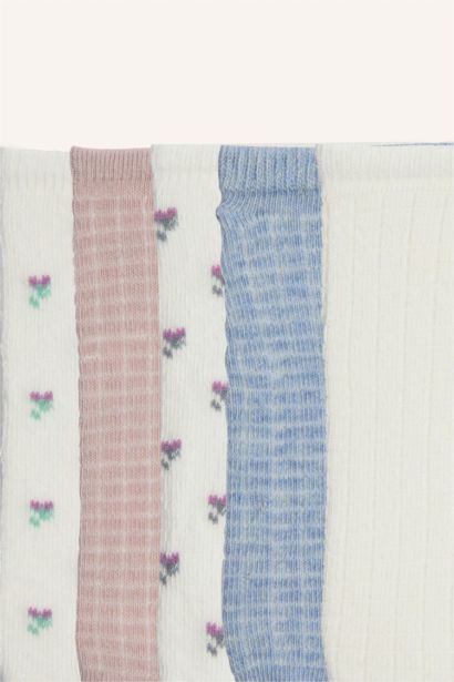 Woman Floral Invisible 5 Piece Cotton Sneaker Socks