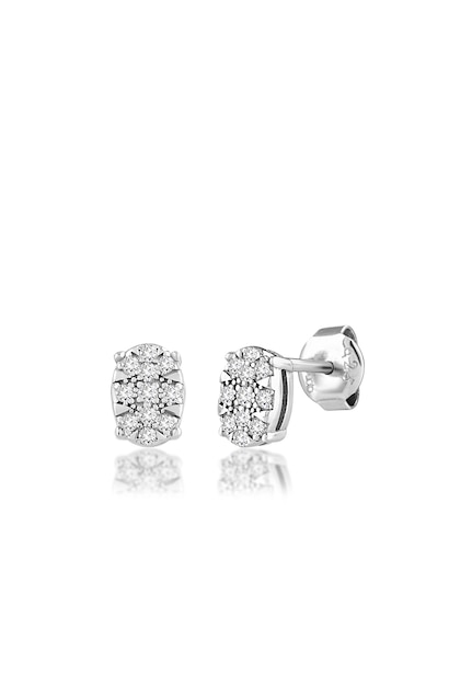 0,12 Karat Oval Pırlanta Küpe