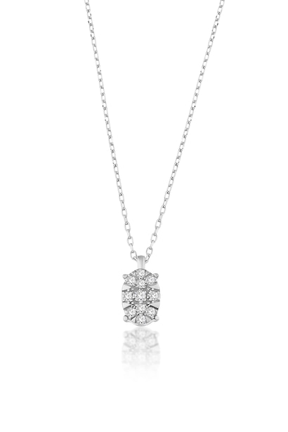 0,06 Karat Oval Pırlanta Kolye