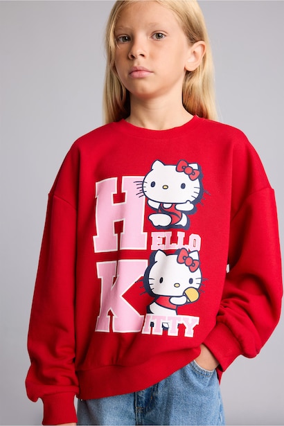 Hello Kitty Baskılı Relax Fit Sweatshirt Kız Çocuk