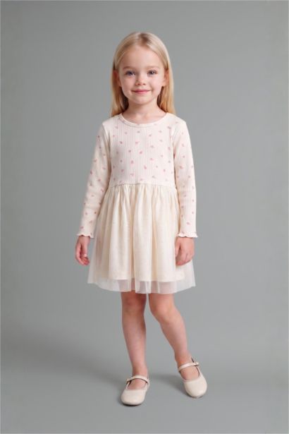 Embroidered Long Sleeve Knitted Dress