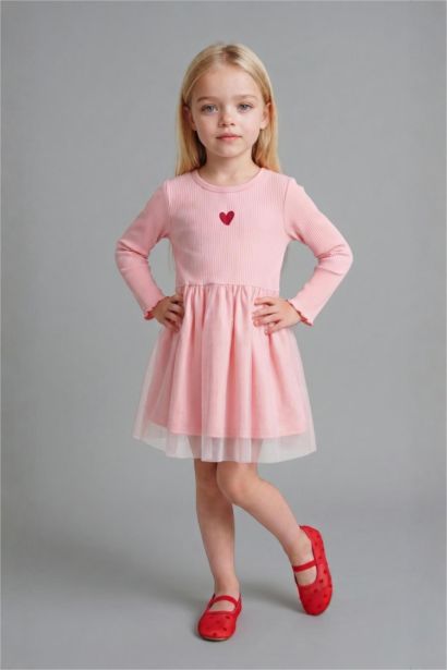 Embroidered Long Sleeve Knitted Dress