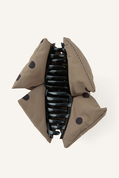 Woman Polka Dot Fabric Detail Clothespin Hair Clip