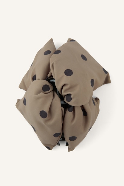 Woman Polka Dot Fabric Detail Clothespin Hair Clip