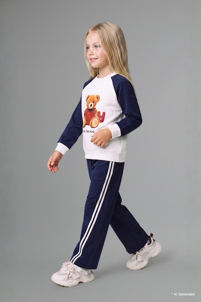 %100 Pamuk Regular Fit Ayıcıklı 2'li Takım Kız Bebek
