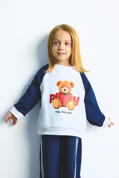 Baby Girl 100% Cotton Regular Fit Teddy Bear 2 Piece Set