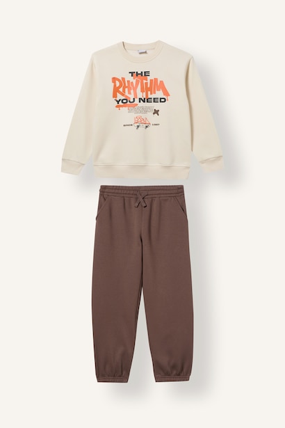 2 piece Regular Fit Crew Neck Slogan Set