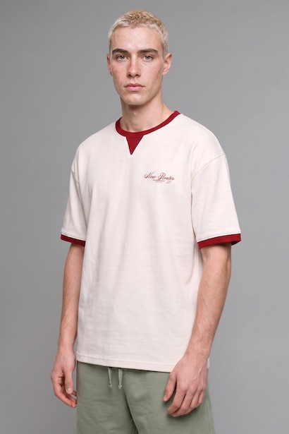 100% Cotton Boxy Fit Crew Neck Red T-Shirt