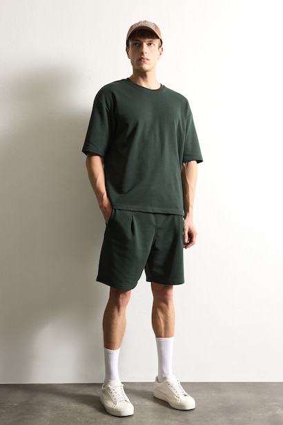 Pileli Baggy Fit Şort