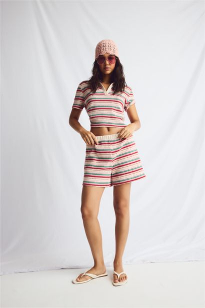 Slim Fit Elastik Bel Şort