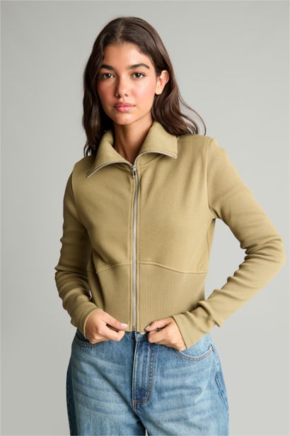 Fitted Fermuarlı Hırka