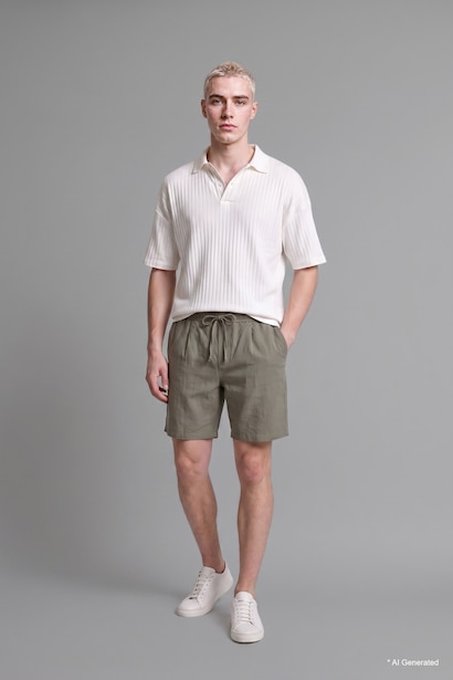 100% Cotton Relax Fit Elastic Waist Shorts