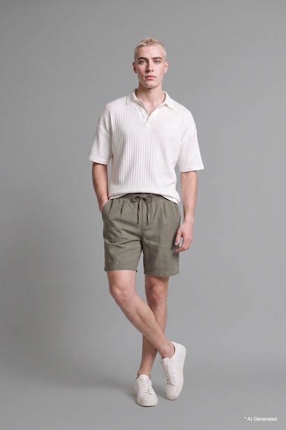 100% Cotton Relax Fit Elastic Waist Shorts