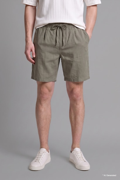 100% Cotton Relax Fit Elastic Waist Shorts