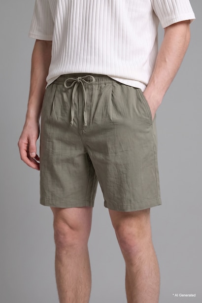100% Cotton Relax Fit Elastic Waist Shorts