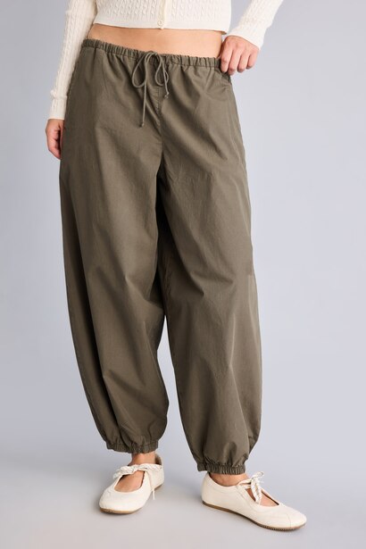%100 Pamuk Balloon Fit Poplin Pantolon