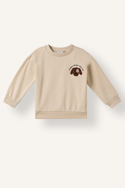 %100 Pamuk Oversize Baskılı Sweatshirt Erkek Bebek
