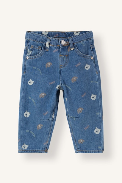Barrel Fit Baskılı Jean Pantolon Erkek Bebek