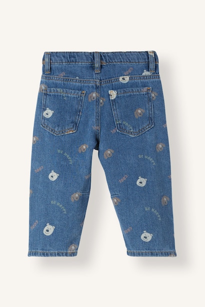 Barrel Fit Baskılı Jean Pantolon Erkek Bebek